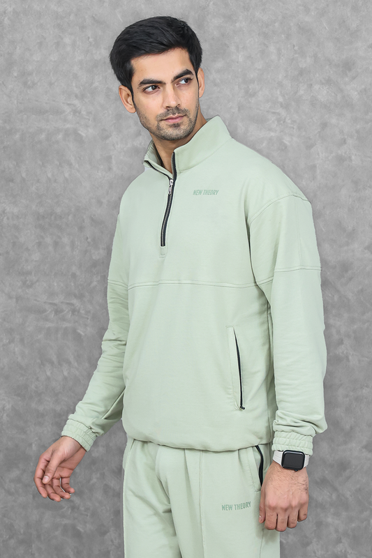 Studio Straight Fit Quarter Zip- Dark Mint