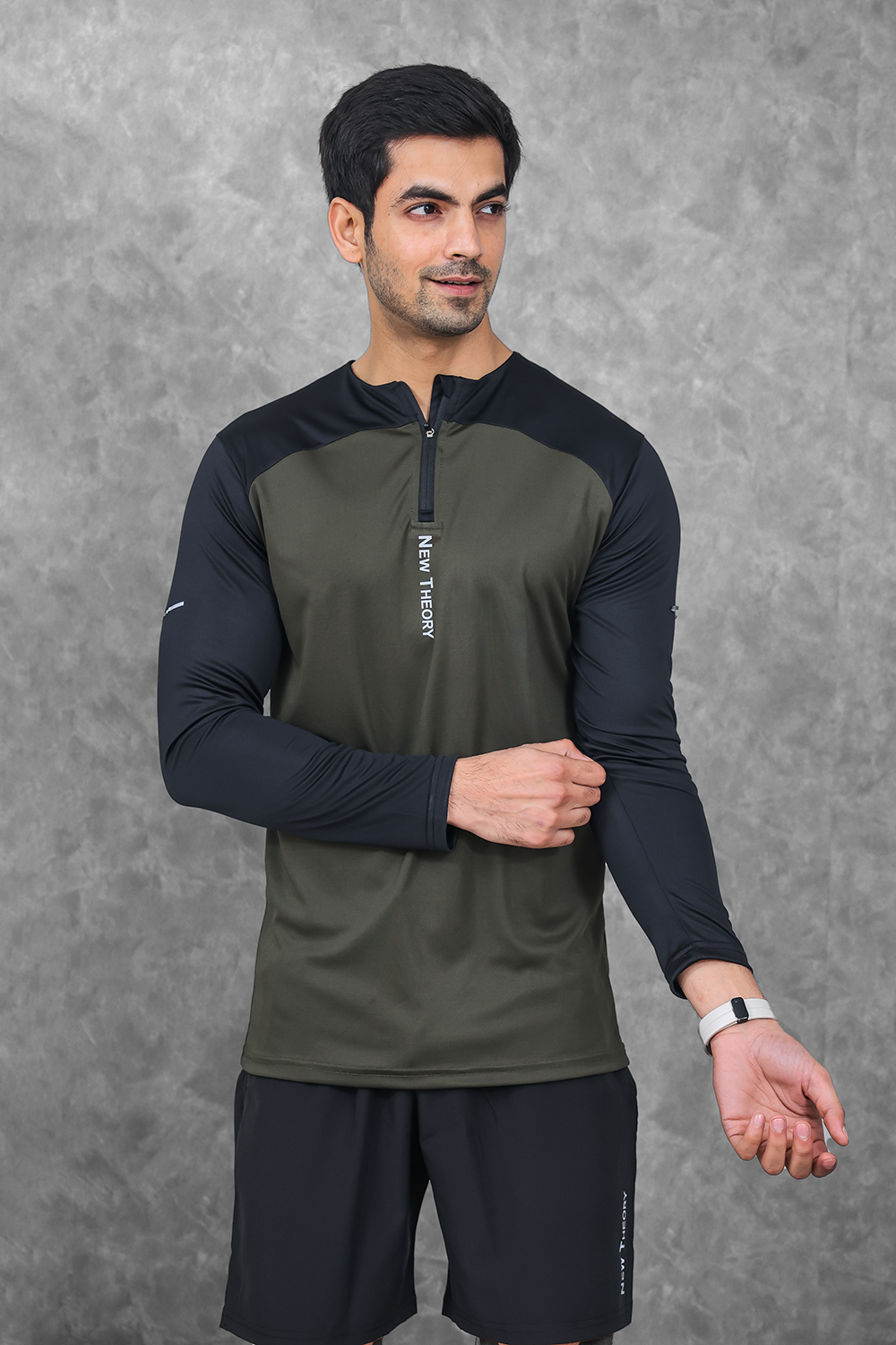 Active Two-Tone 1/4 zip - Olive/Black