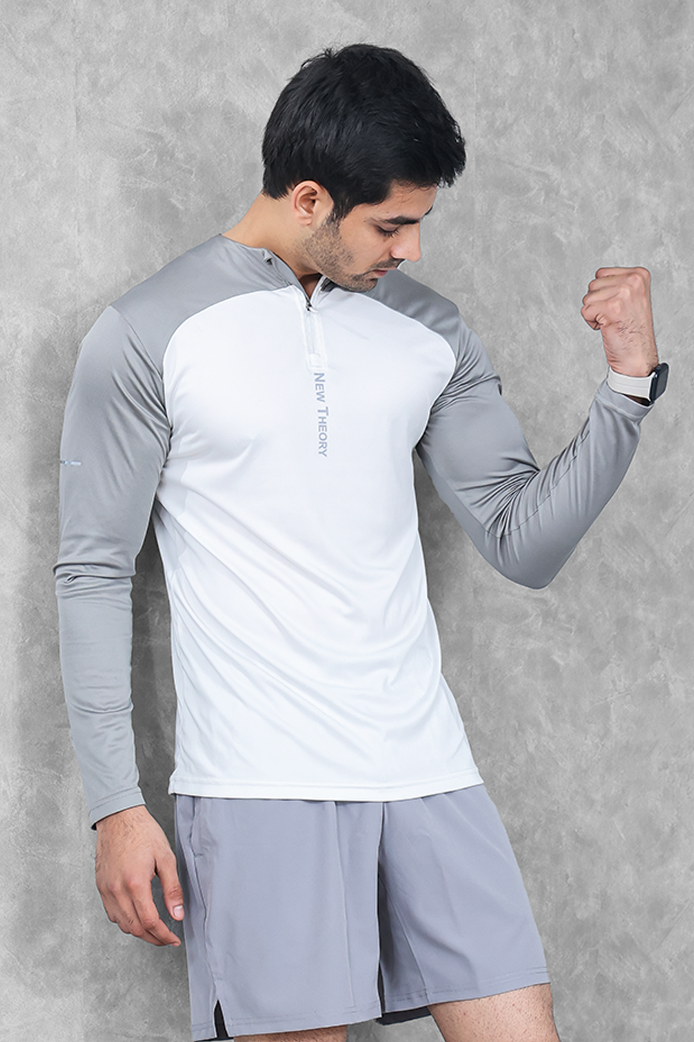 Active Two-Tone 1/4 zip - White/Grey