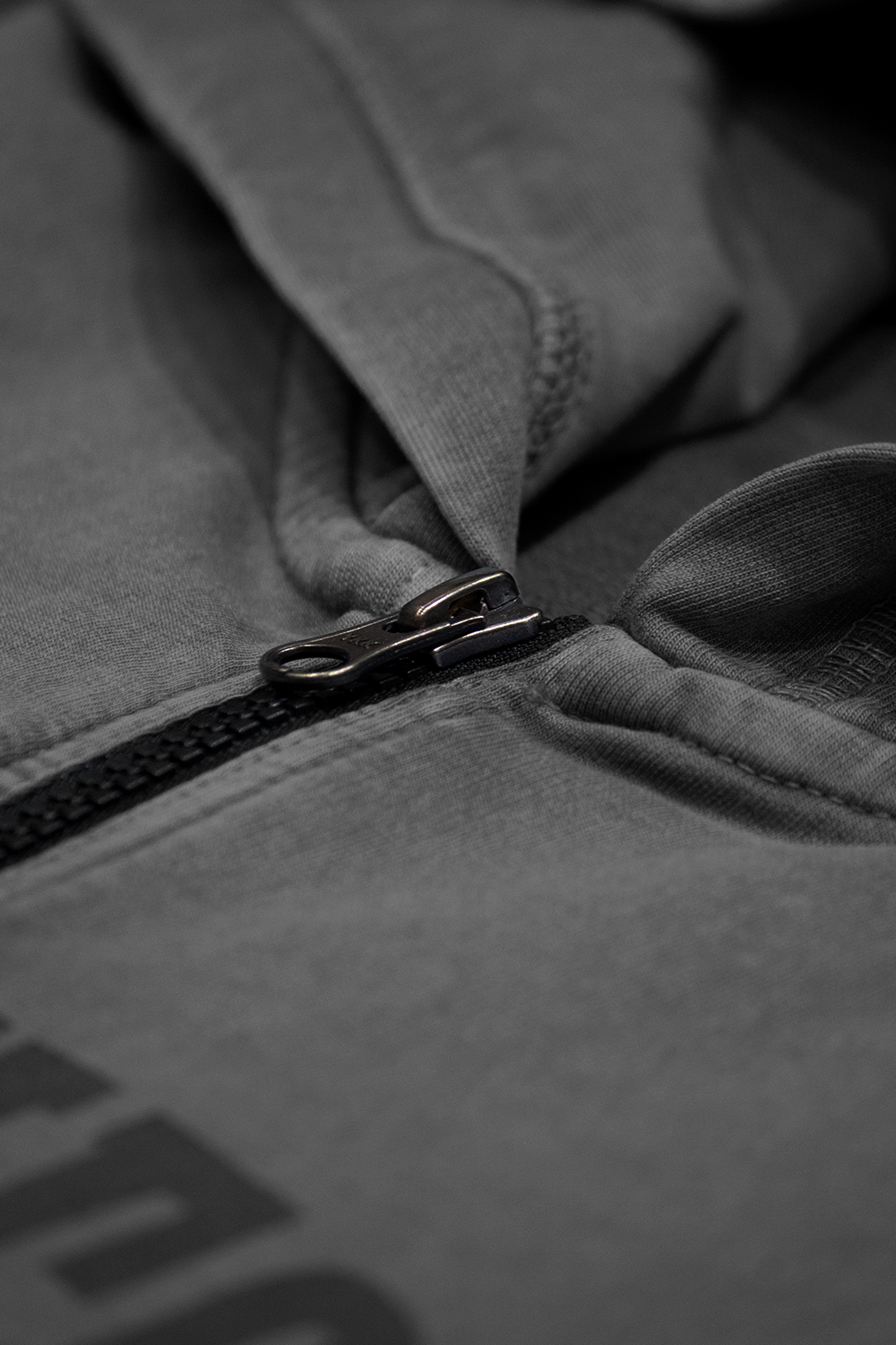 Muscle Up- Washed Sleeveless Zip Hoodie -Dark Grey