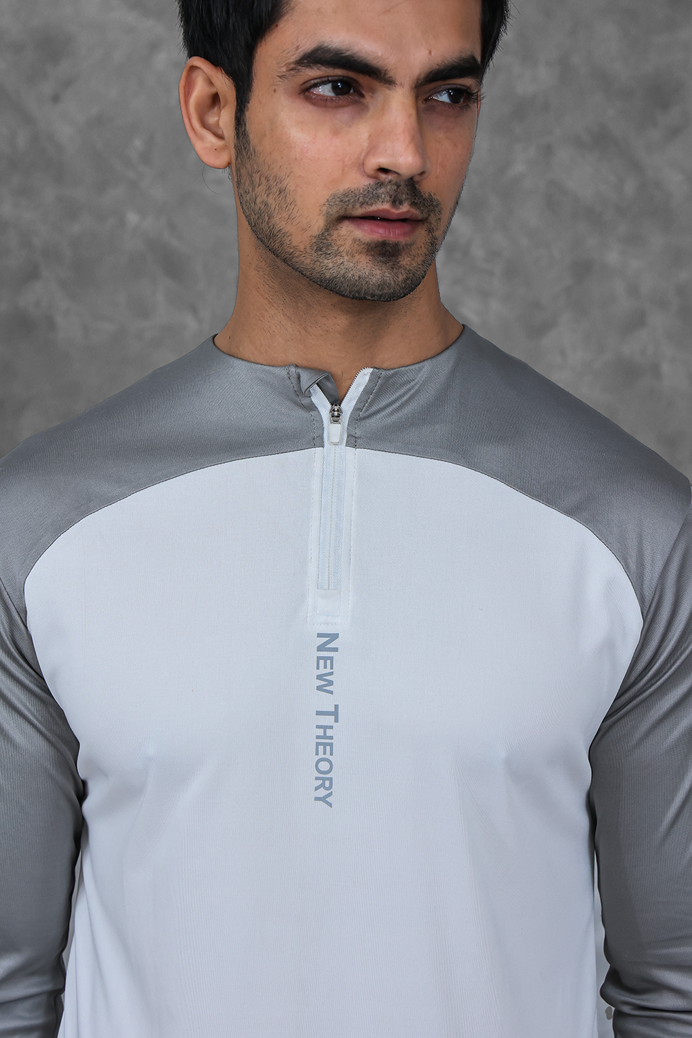 Active Two-Tone 1/4 zip - White/Grey