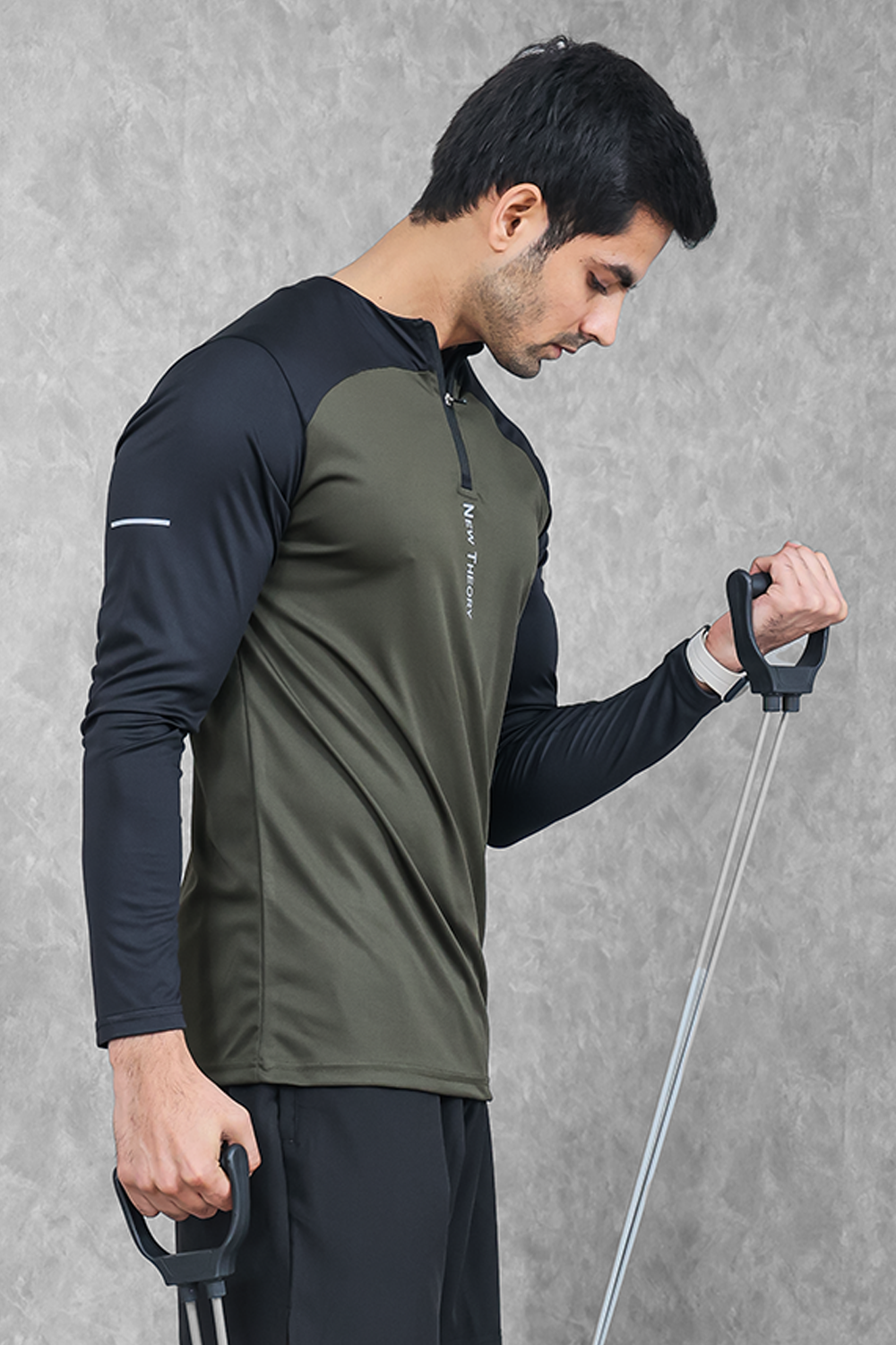 Active Two-Tone 1/4 zip - Olive/Black