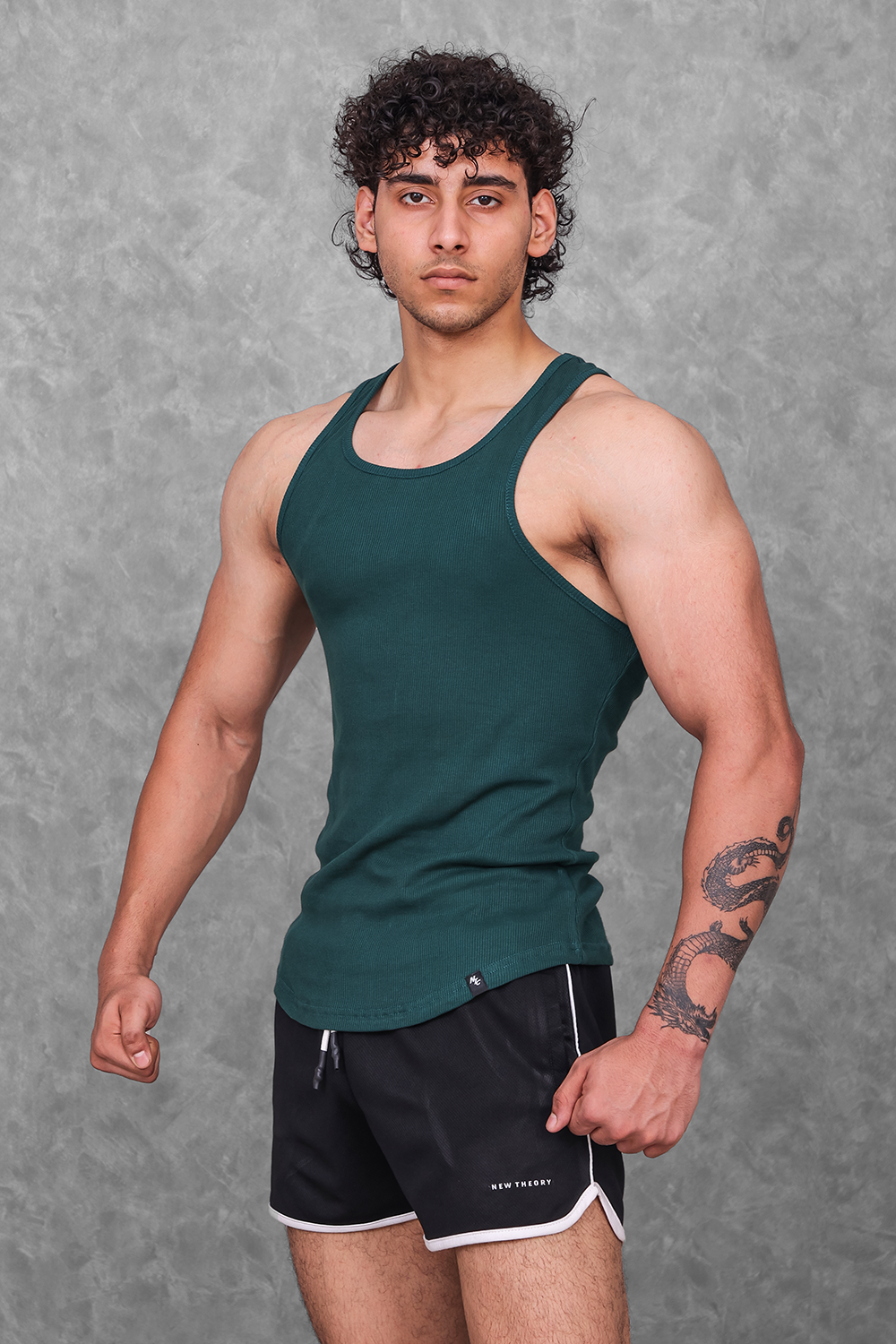 Muscle-Up Ribbed Tank - Green