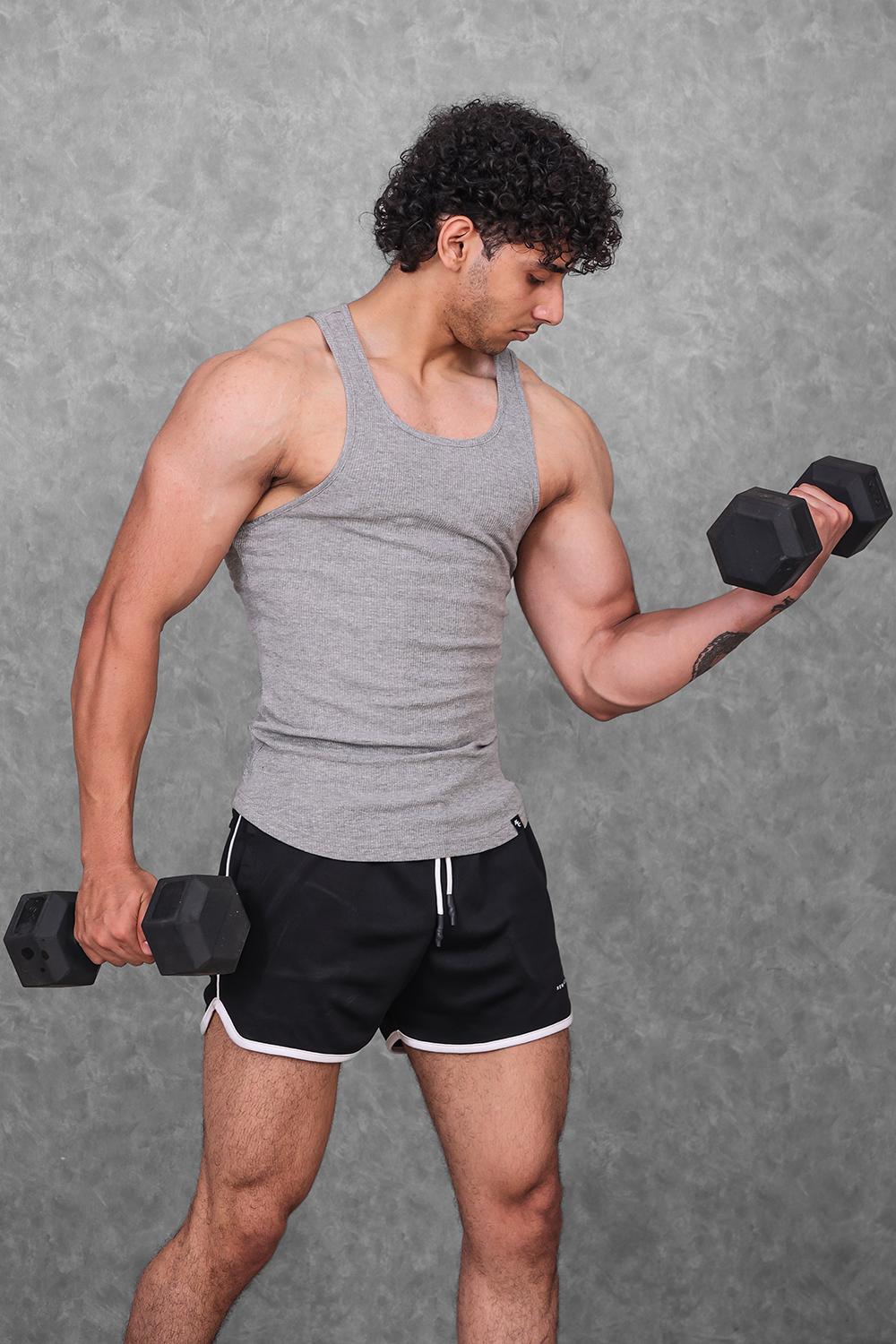 Muscle-Up Ribbed Tank - Grey