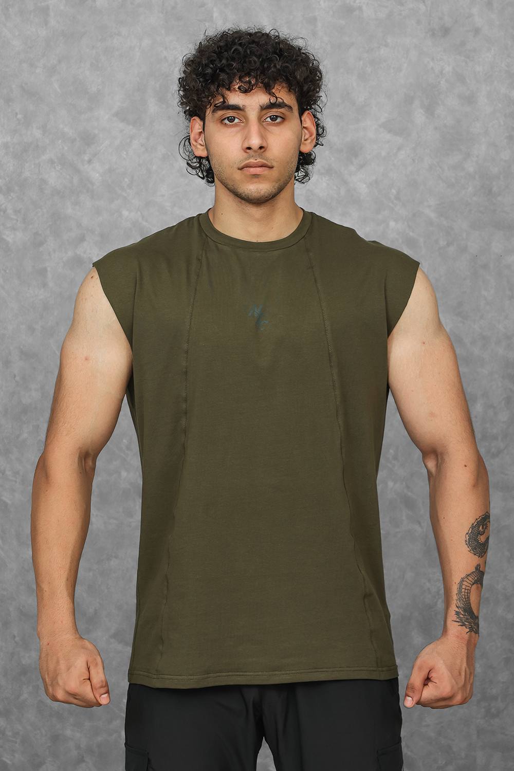 Legacy Cut Off Tank - Black & Dark Olive