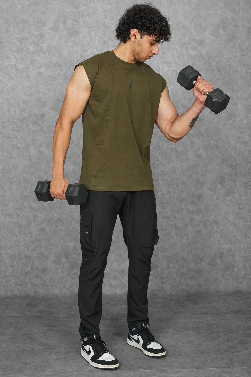 Legacy Cut Off Tank - Black & Dark Olive