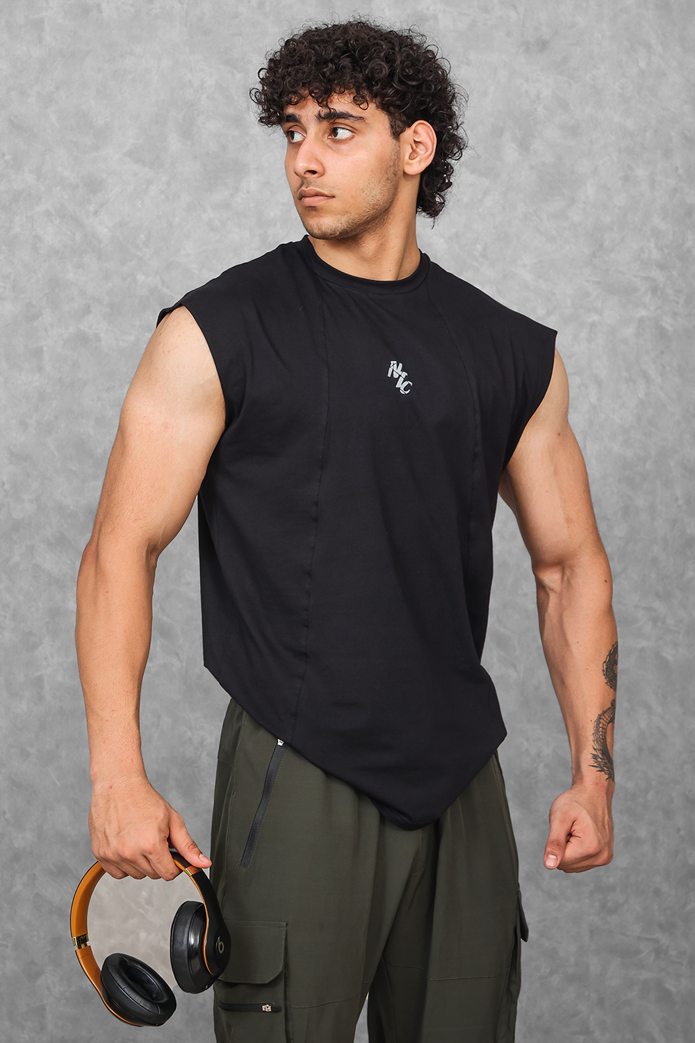 Legacy Cut Off Tank - Black & Dark Olive