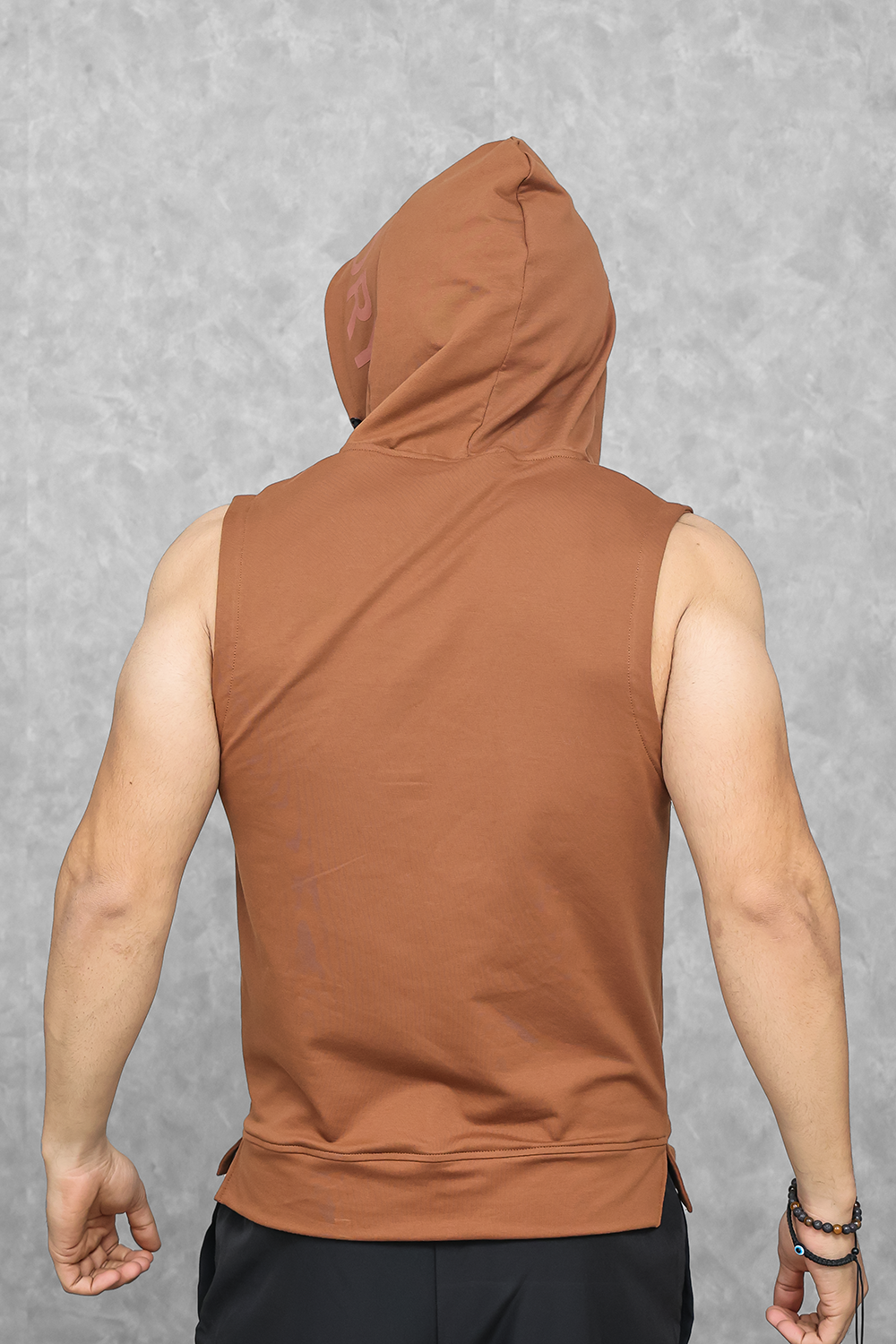 Athletic Training Sleeveless Hoodie- Truffle Brown