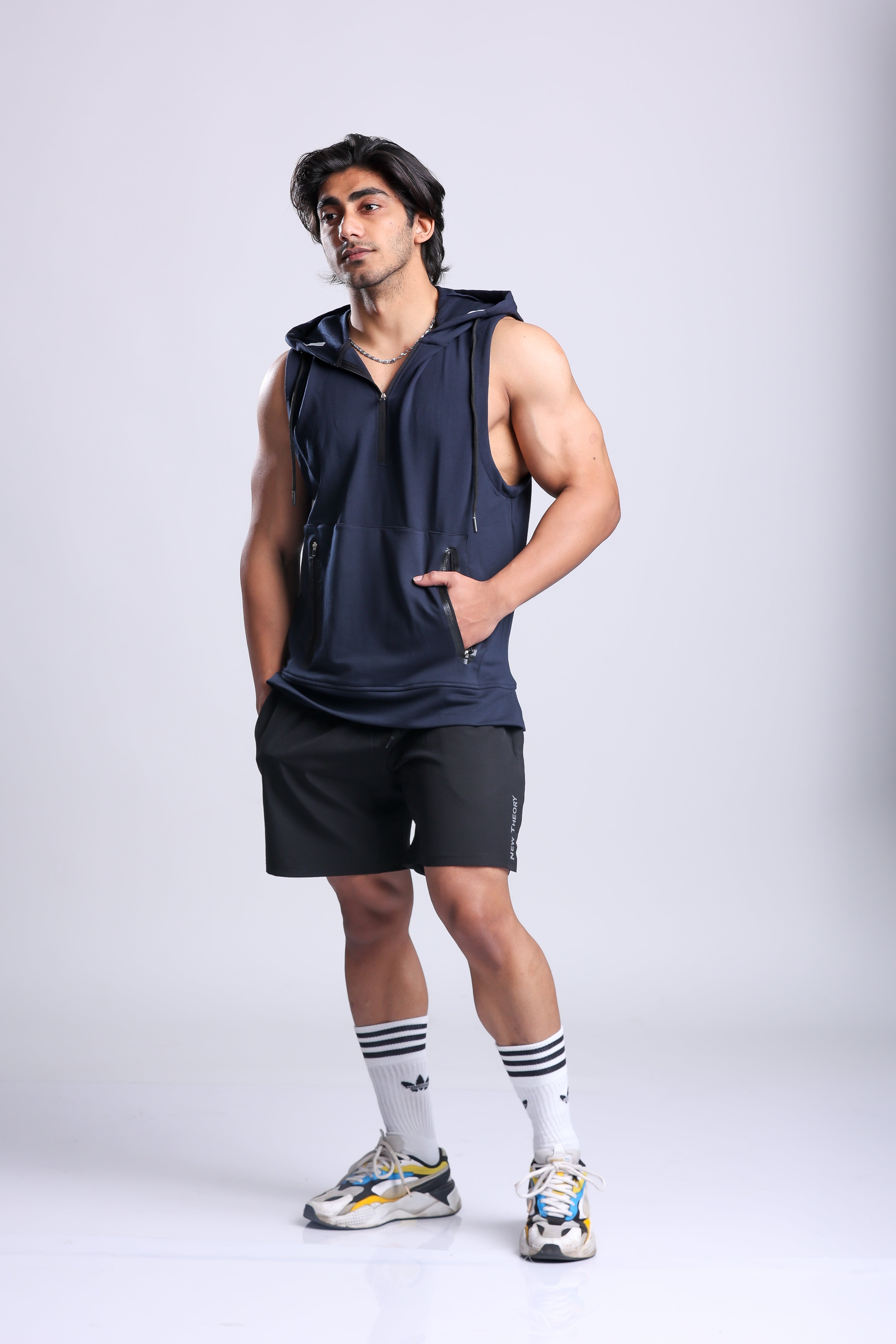 Athletic Training Sleeveless Hoodie- Navy