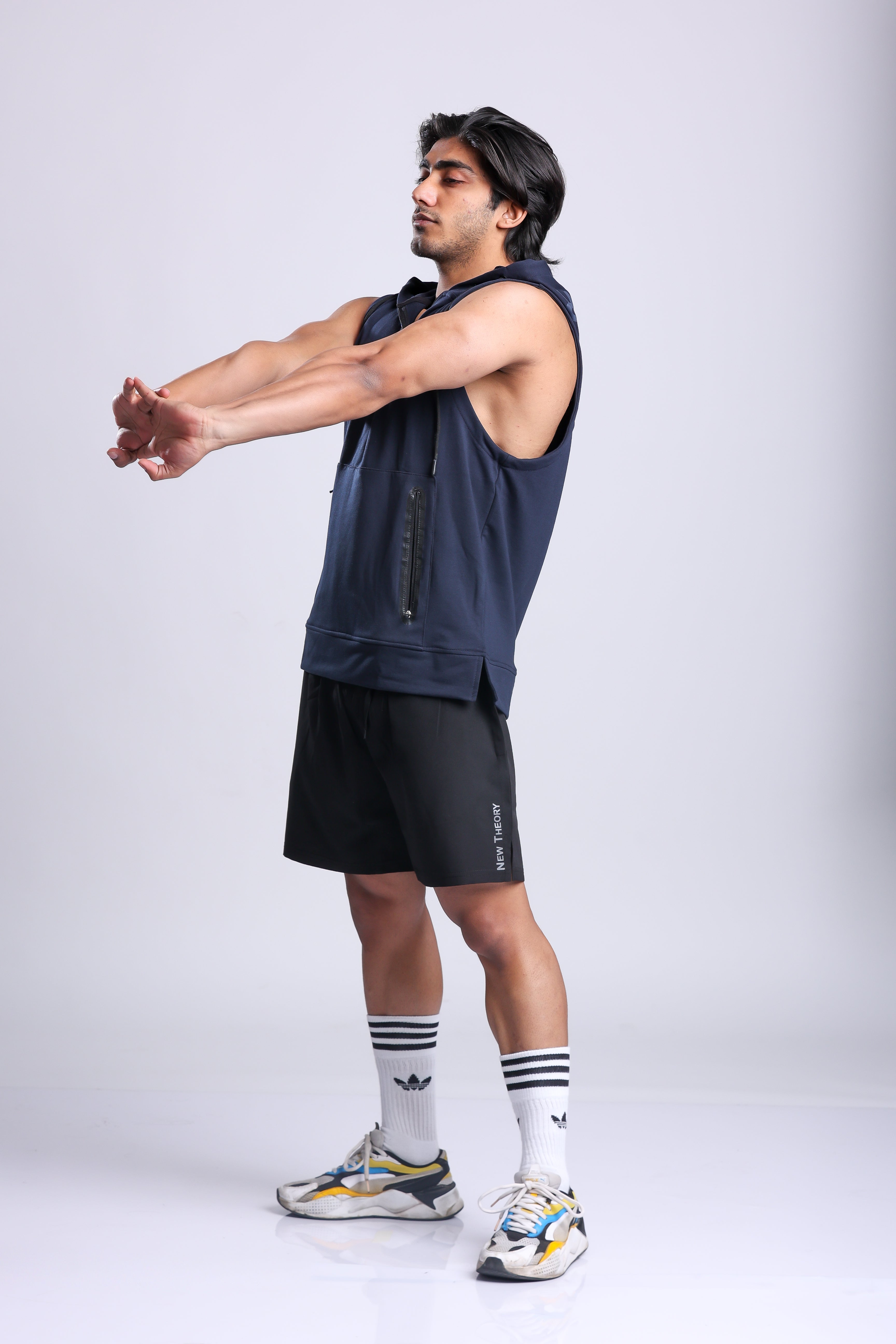 Athletic Training Sleeveless Hoodie- Navy