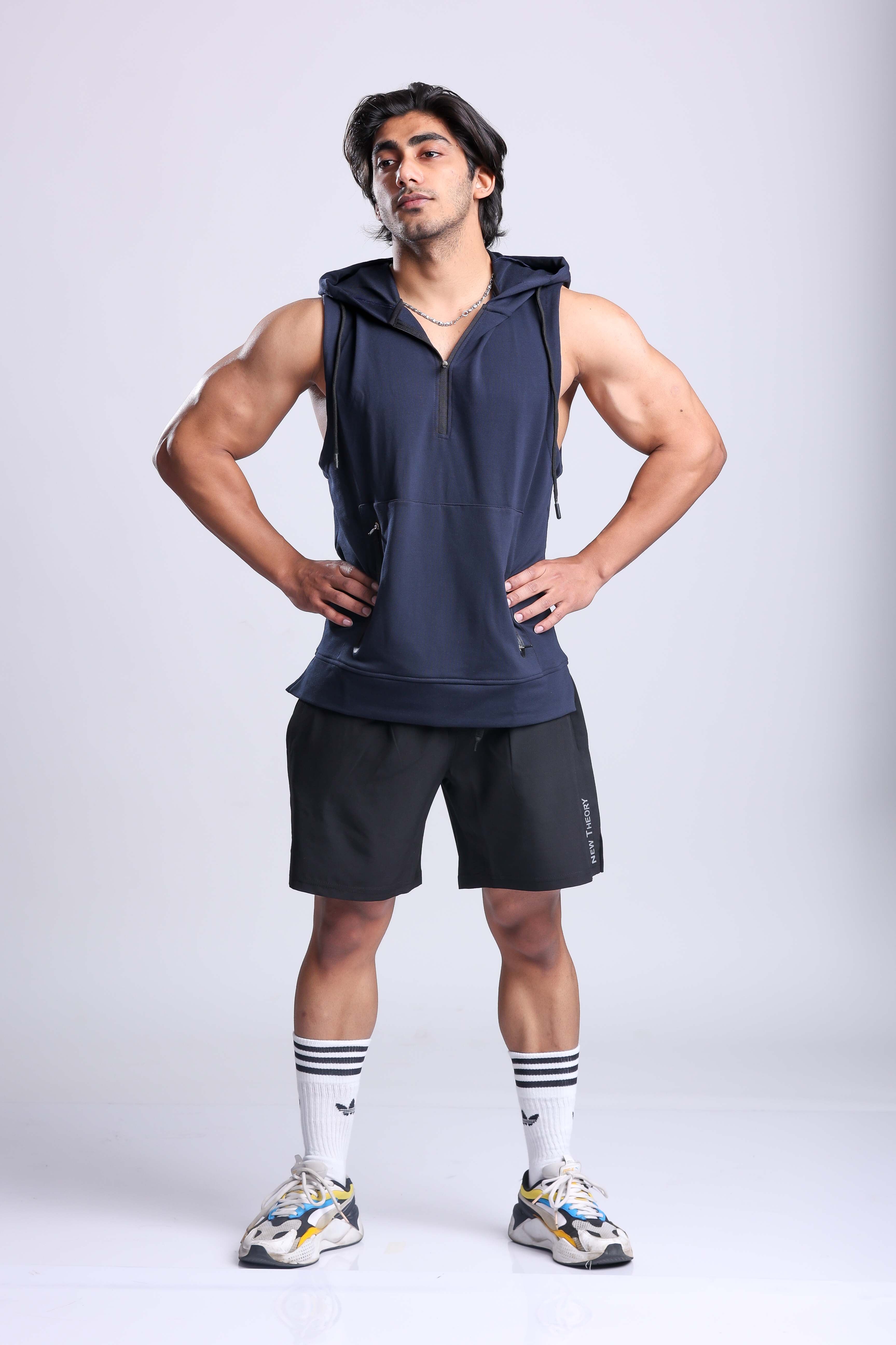 Buy Athletic Training Sleeveless Hoodie- Navy for Men Online @Best Price in  India: New Theory – New Theory